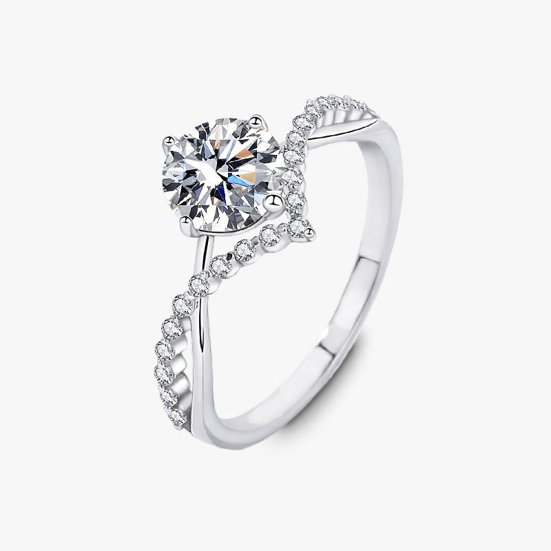 Silver Solitaire Promise Ring with Lab Grown Diamond Accents