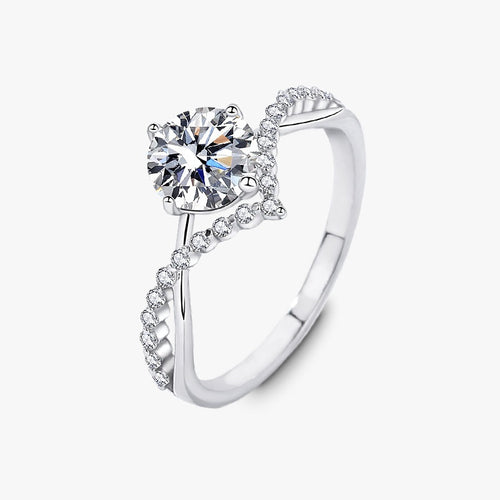 Silver Solitaire Promise Ring with Lab Grown Diamond Accents