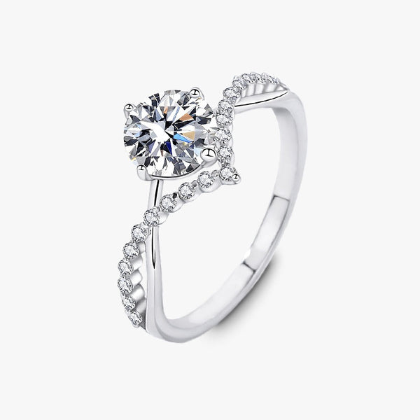 Silver Solitaire Promise Ring with Lab Grown Diamond Accents
