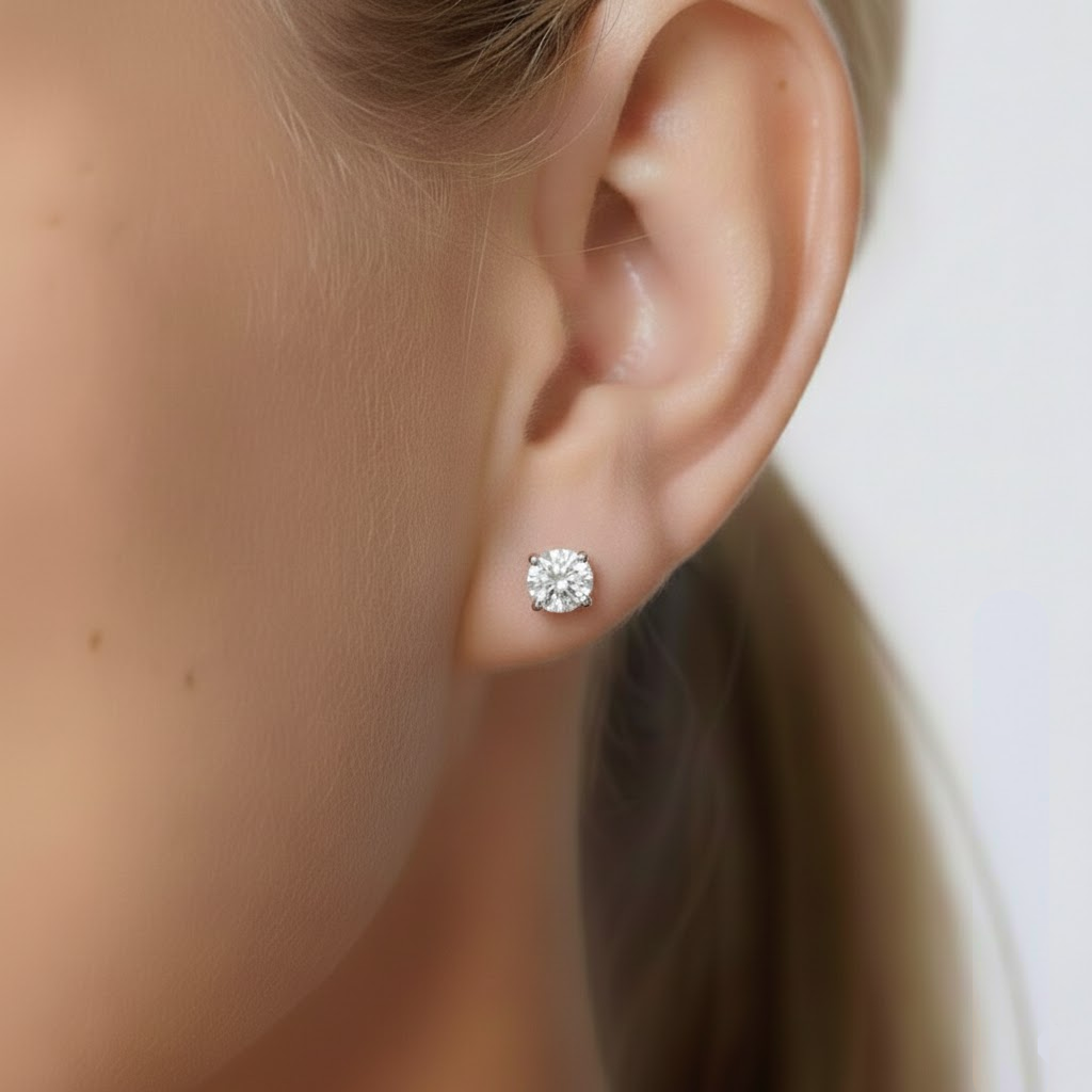 1 Carat Lab Grown Round Studs