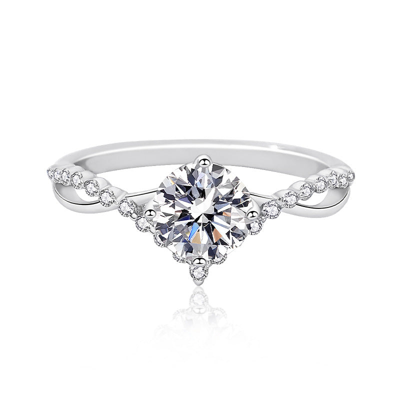 Silver Solitaire Promise Ring with Lab Grown Diamond Accents