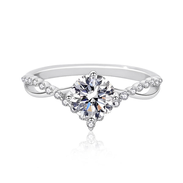 Silver Solitaire Promise Ring with Lab Grown Diamond Accents