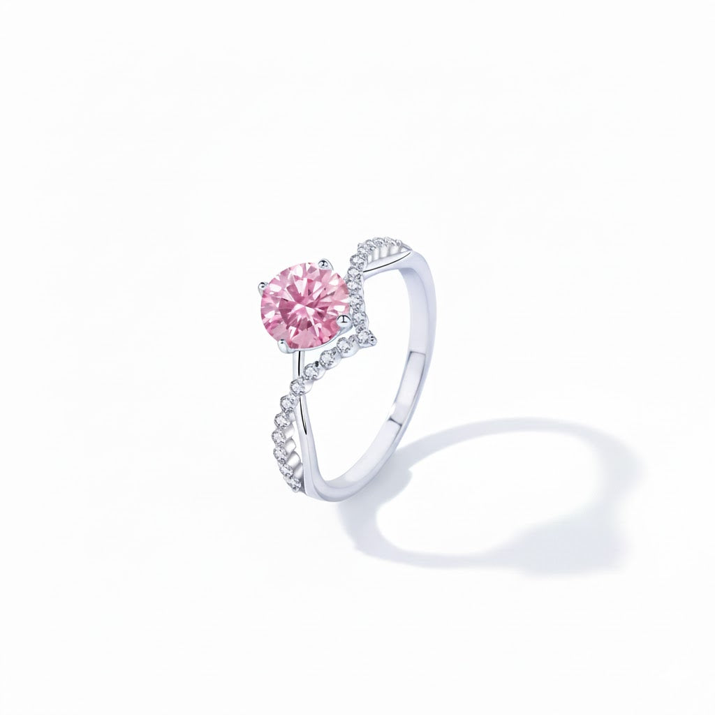 Silver Solitaire Promise Ring with Lab Grown Diamond Accents