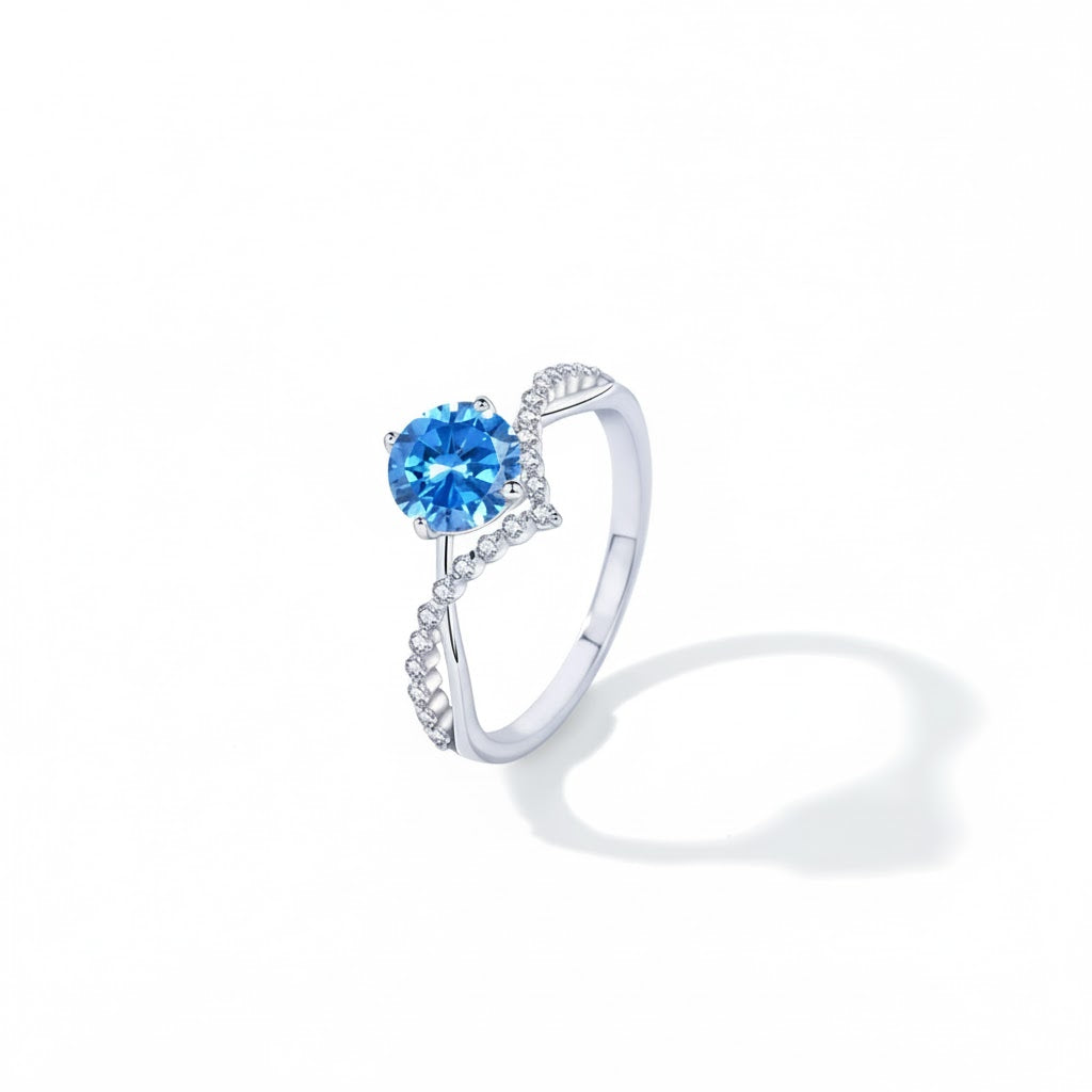 Silver Solitaire Promise Ring with Lab Grown Diamond Accents